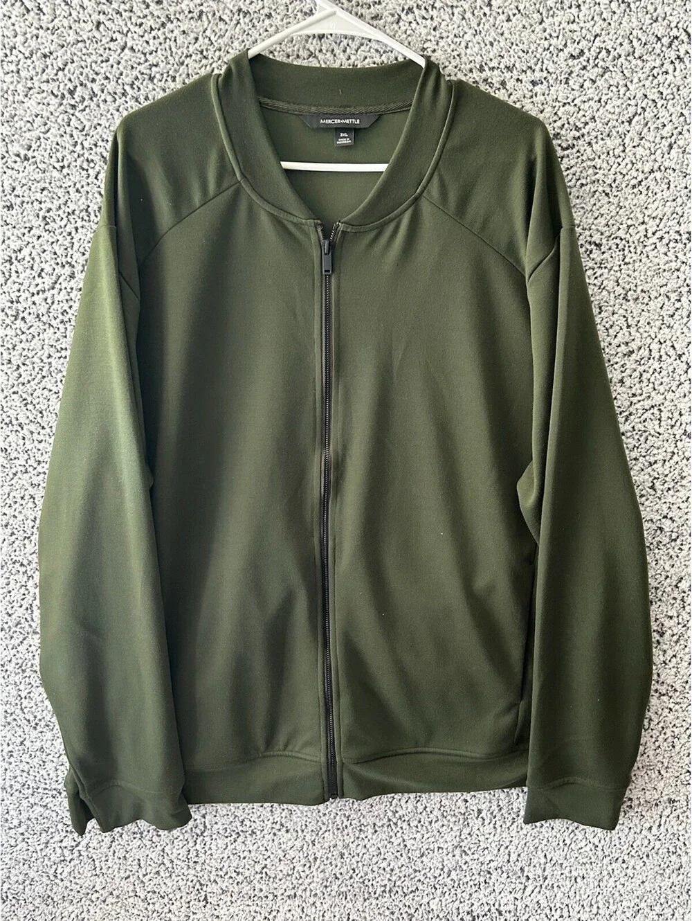 Mercer+Mettle Mens 3XL Olive Green Full Zip Bomber Jacket Stretch JST62